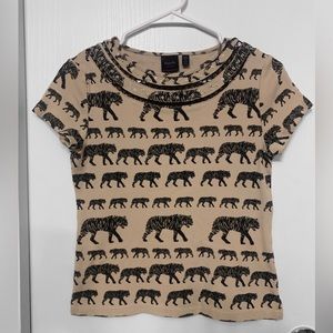 Rafaela Studio Tan Tiger Print Top - Women size XS